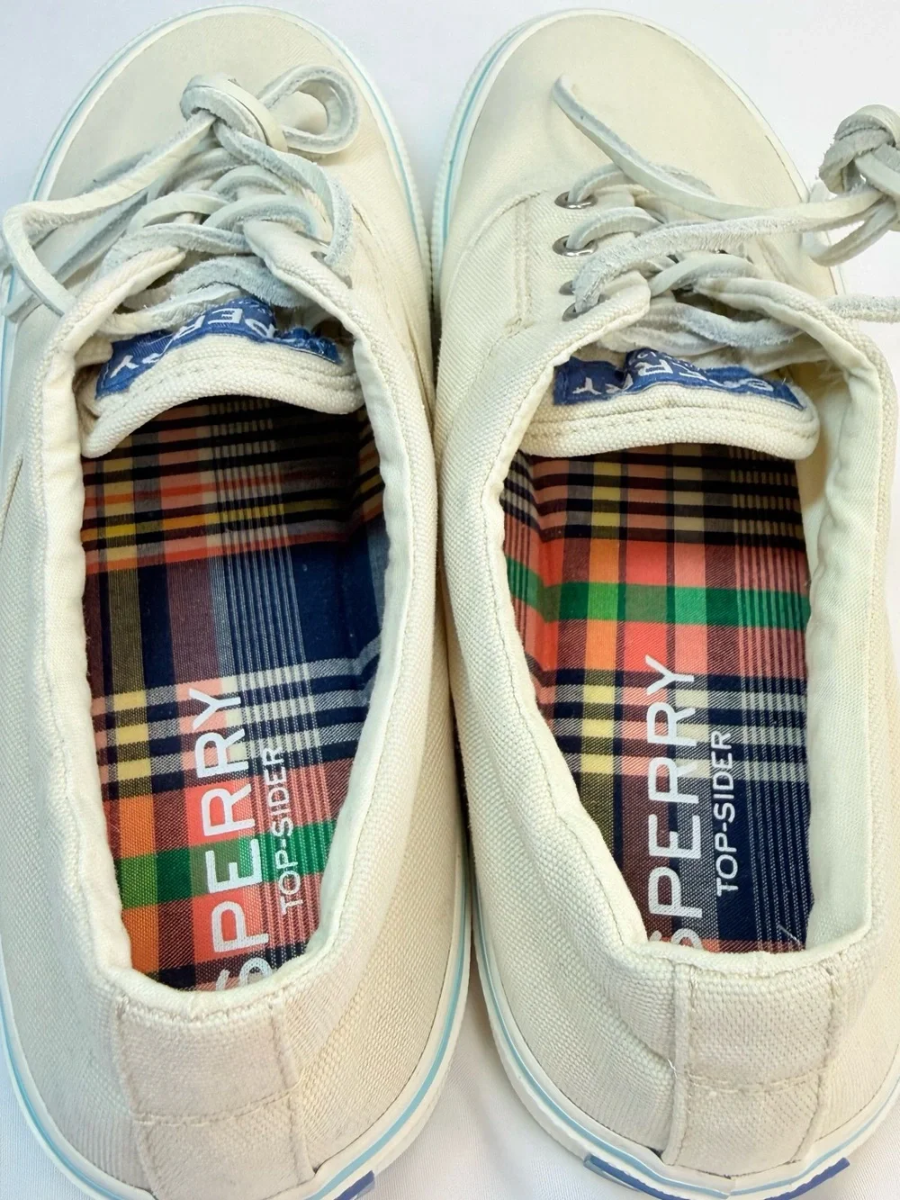 Sperry Top-Sider Striper II CVO Canvas Sneakers Off-White Men's 7.5 NWOT *Defect